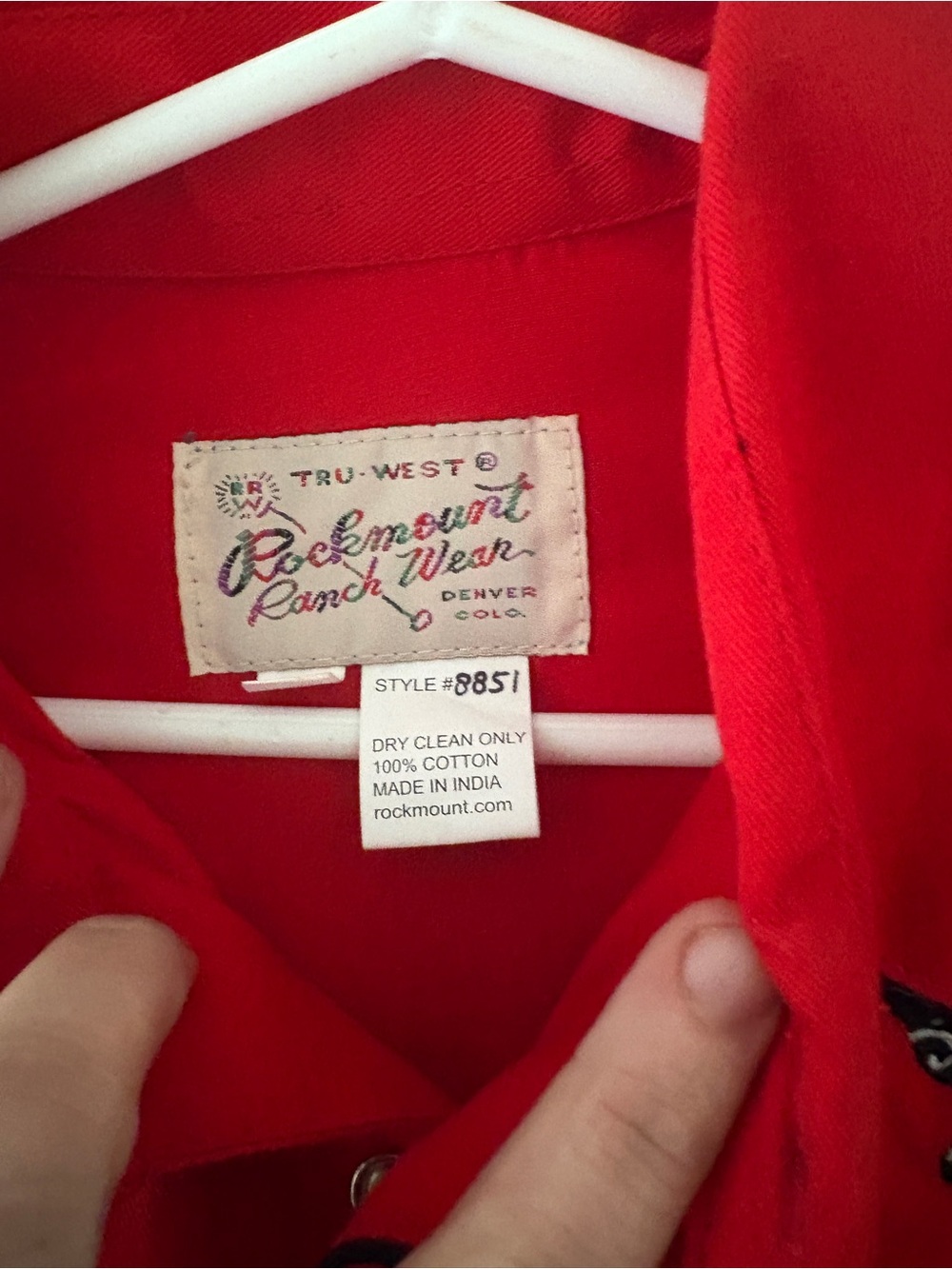 Men's Red Western Shirt with Embroidered Rodeo Riders - Picture 2 of 2